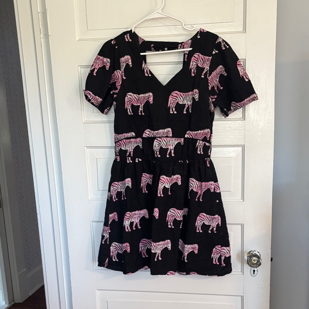 Ruby Rocks Black and Pink Zebra Print Dress